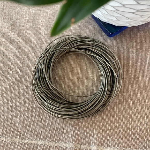 Vintage Connected think silver bangles bracelets - 60 strands - Picture 2 of 4